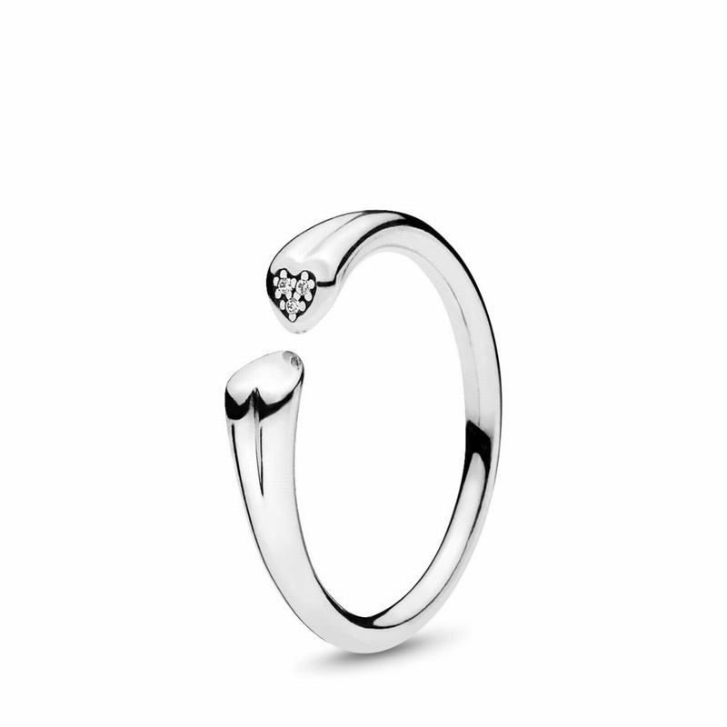 Pandora Two Hearts Stackable Ring NZ, Sterling Silver (263514-TUP)